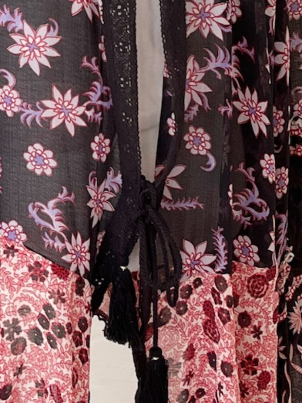 FREE PEOPLE Women Oversize Boho Lola Placed Dark Floral Relaxed Kimono Top - Picture 4 of 10